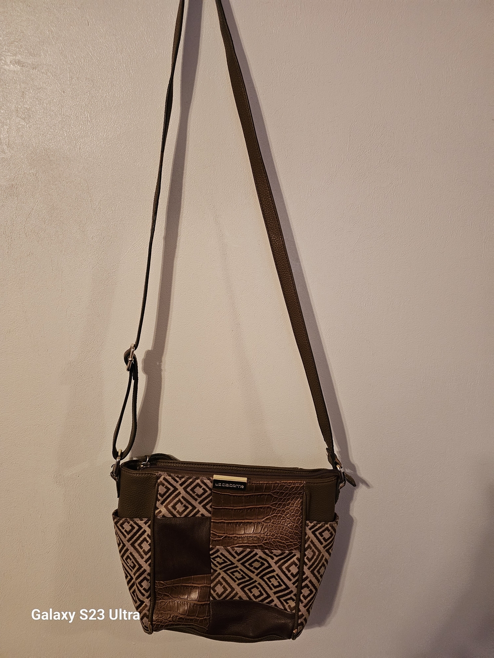 Liz Claiborne Brown Patchwork Crossbody Bag